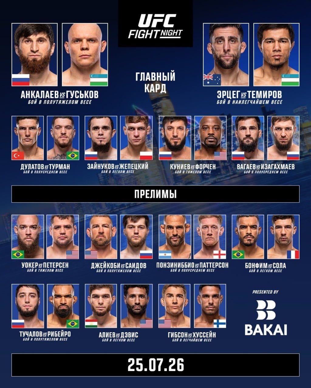 UFC Fight Night 282 (UFC Абу Даби): Анкалаев &mdash; Гуськов смотреть онлайн, где смотреть трансляцию, полный кард